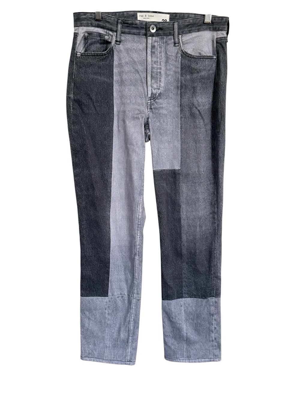 Rag & Bone Miramar Wren Slim Straight Pants Byron Greyscale Faux Denim Womens 28 - Picture 3 of 15